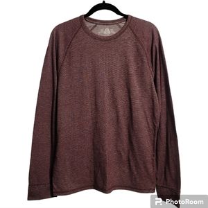 American Rag Raglan Shirt Mens Large Burgundy Thermal Crewneck Chambray Casual